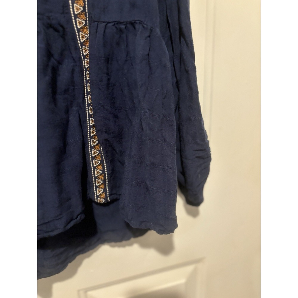 Knox Rose Women's Peasant Top Blue Roll-Tab Sleeve Size Small Boho Artsy - Picture 6 of 8